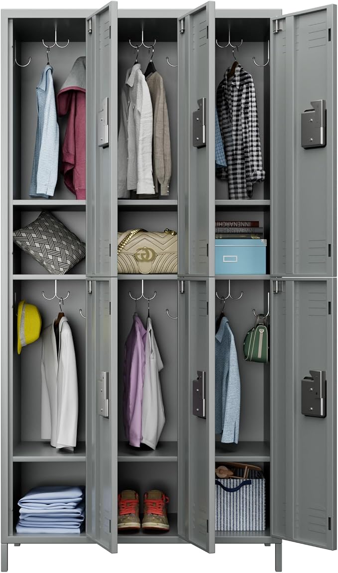METAN Metal Locker for School Office Gym Bedroom, 6 Doors Steel Storage Locker - Image 9