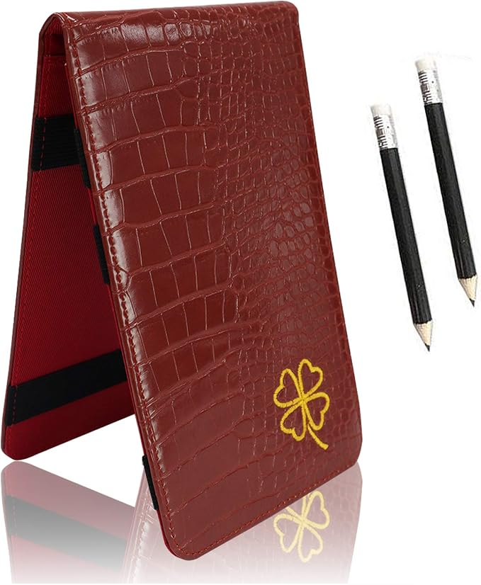 FINGER TEN Golf Scorecard Holder Leather Yardage Books Cover Lucky Clover by FINGERTENSport