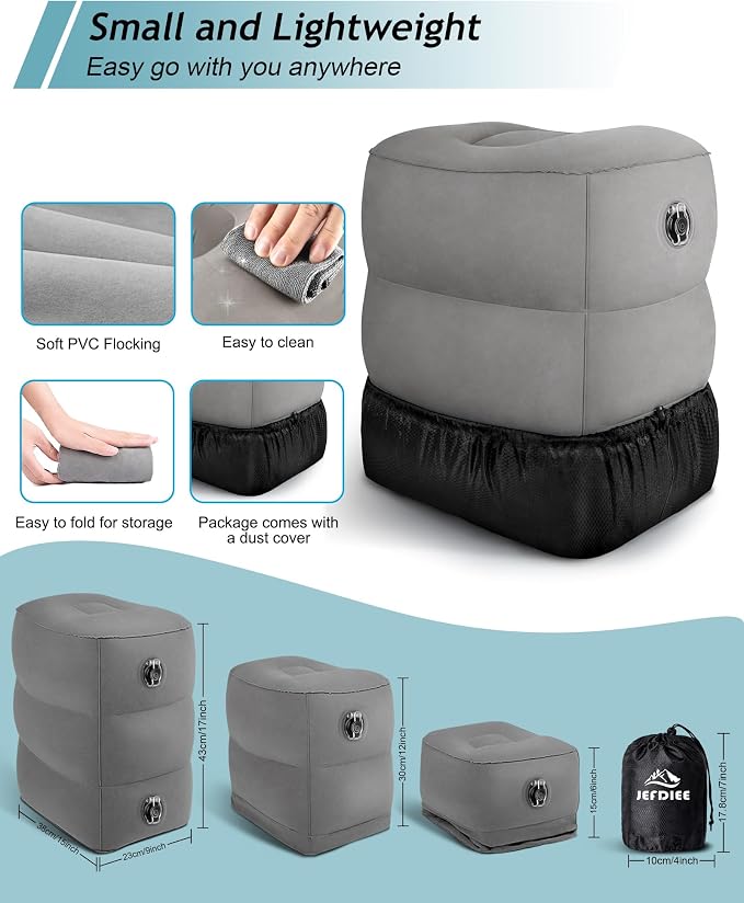 JefDiee Inflatable Travel Foot Rest Pillow, Kids Airplane Bed, Adjustable - Image 4