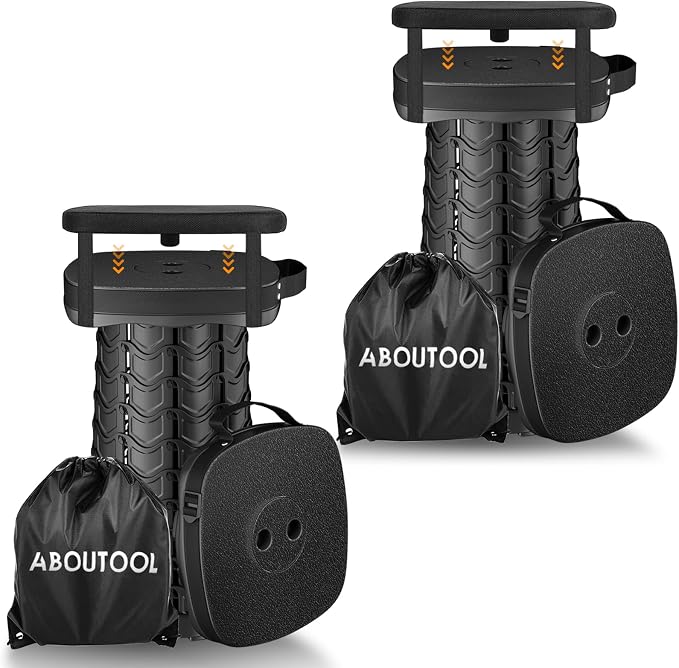 2 Pack Collapsible Stool with Soft Removable Cushion & Waterproof Carry Bag by aboutool