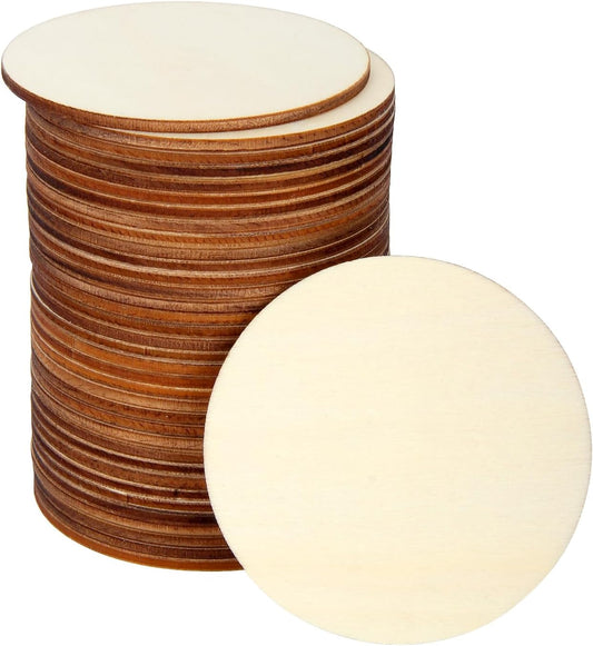 Blisstime Unfinished Wood Circles for Crafts, Wood Rounds for Crafts, Round Discs for Painting, Writing, DIY Supplies, Engraving and Carving, Home Decorations (3" 36 Pcs)