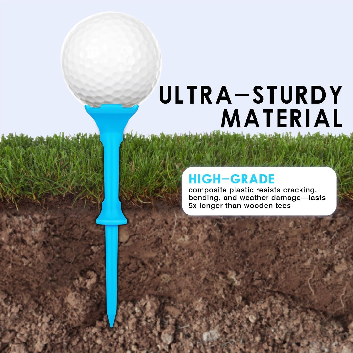 High Perfomance Material Golf Tees, Unbreakable & Stability Professional Golf Tees, Perfect Tee Height at Every Shot Golf Tees