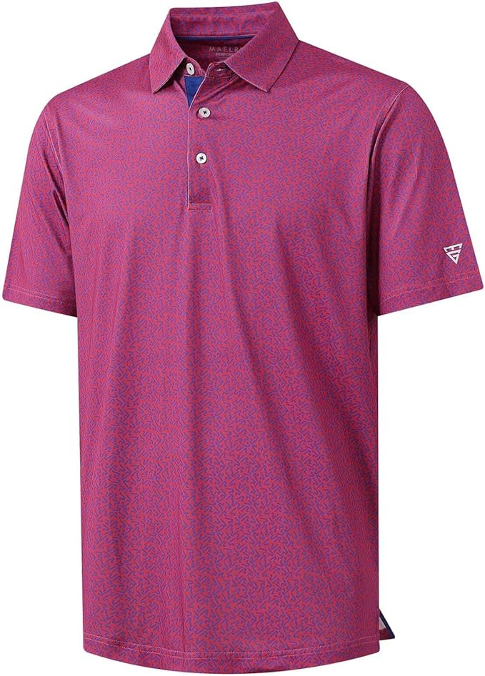 M MAELREG Mens Golf Shirt Short Sleeve Dry Fit Print Moisture Wicking by MAELREG