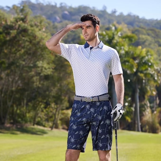 Golf Shirts for Men Dry Fit Short Sleeve Print Performance Moisture Wicking - Image 3