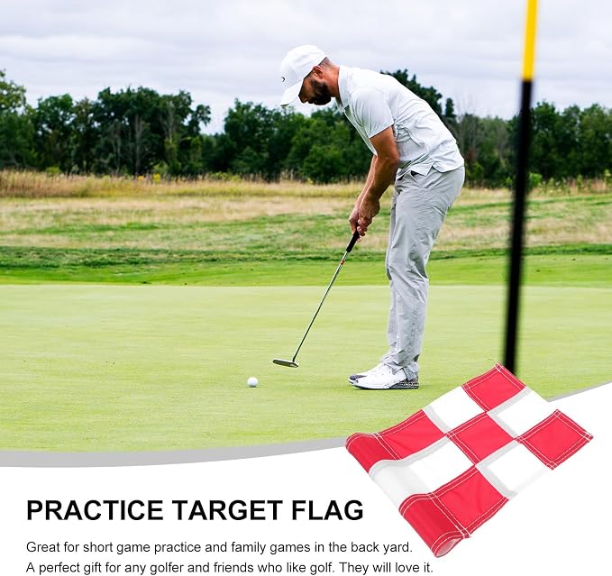 YARNOW Golfing Training Flag for Practice Court Checkered Red and White Golf - Image 3
