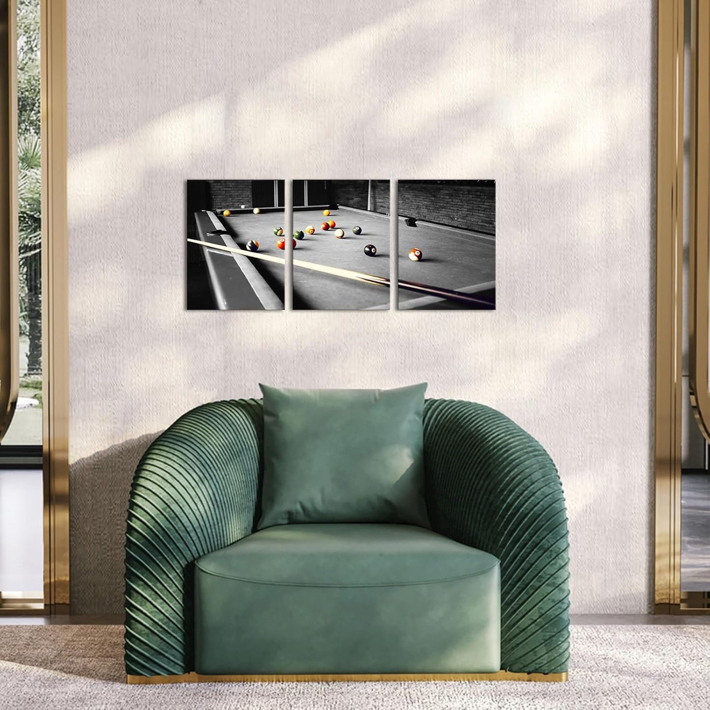 HOMEOART Billiard Wall Art Teenage Boy Room Decor Boys Bedroom Decor Framed Canvas Wall Art Ready to Hang 12inchx16inchx3 Piece