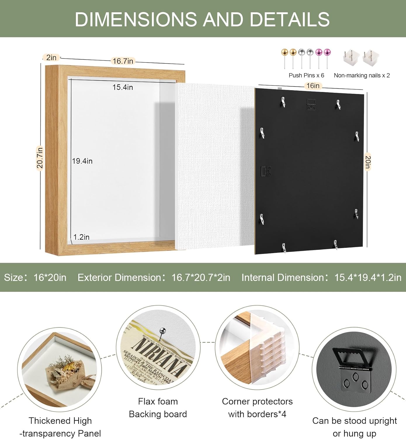 16x20 Shadow Box Display Case Picture Frame with Soft Linen Back, Large Deep Black Shadow Box 16x20 for Flowers Medal Display Case Jersey pet Graduation Memorabilia Baby Ltems Crafts Photos