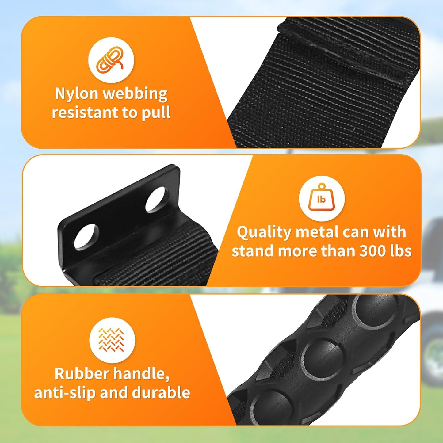 2 Pack Universal Golf Cart Soft Grab Handle Compatible with Club Car, EZGO, Yamaha, XSeries with Versa Triple Track Tops Only