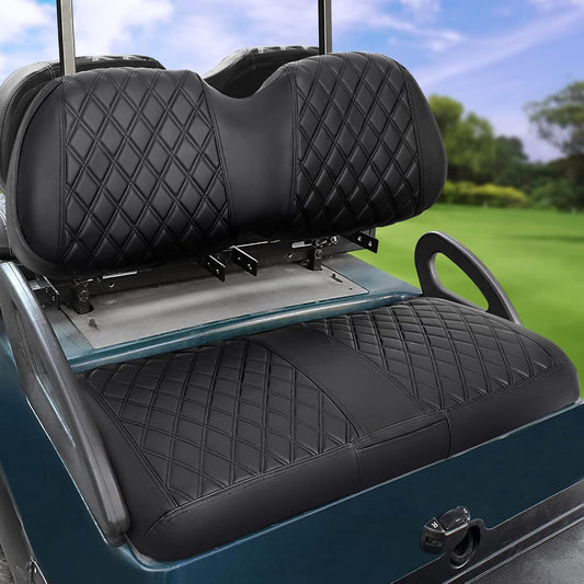 iLSKW Golf Cart Seat Covers for Club Car Precedent OEM Ordinary Seat, PVC Front Seat Cover Set for Golf Cart All Seasons with Diamond Black Stitching Breathable Washable Dettachable