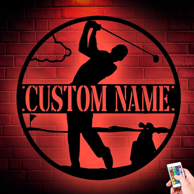Custom Golf Golfing Metal Sign, Personalized LED Lights Wall Art, Unique Home by Unknown