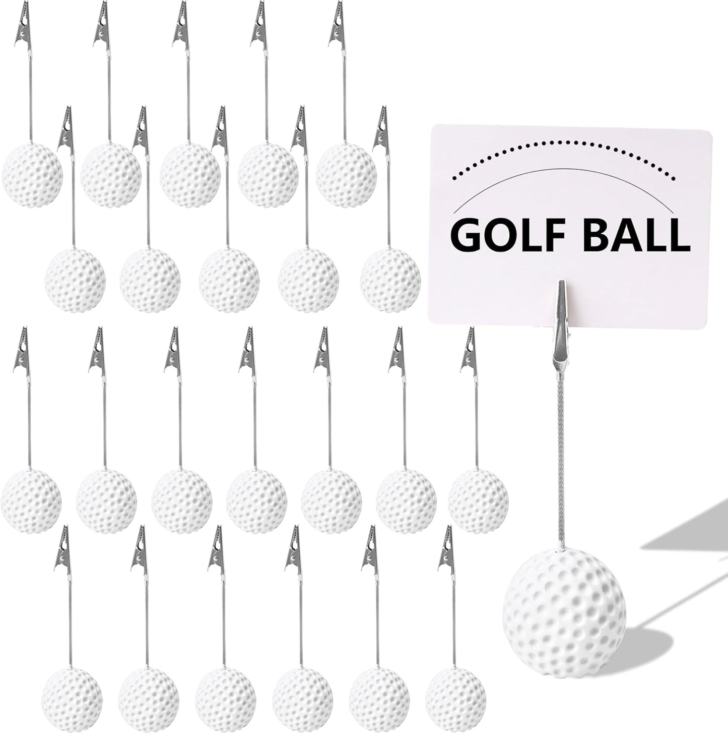 24 Pcs Golf Ball Card Holder Golf Sports Ball Base Memo Clips Stand Note Paper Clips Pictures Display Alligator Clips for Wedding Party Decoration Office Menu