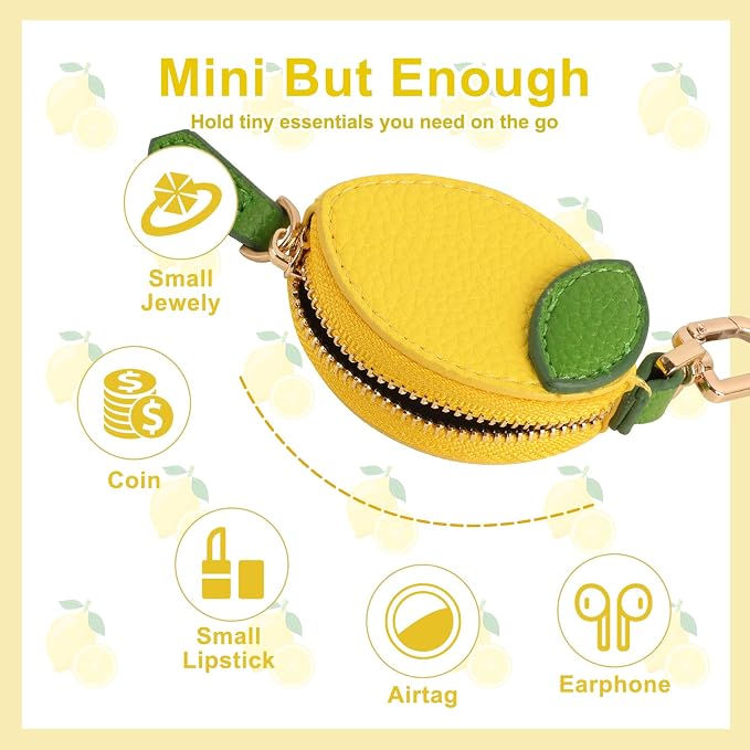 XSUIOY Orange Fruit Coin Purse Keychain Bag Charm, Mini Leather Coin Purse & - Image 4