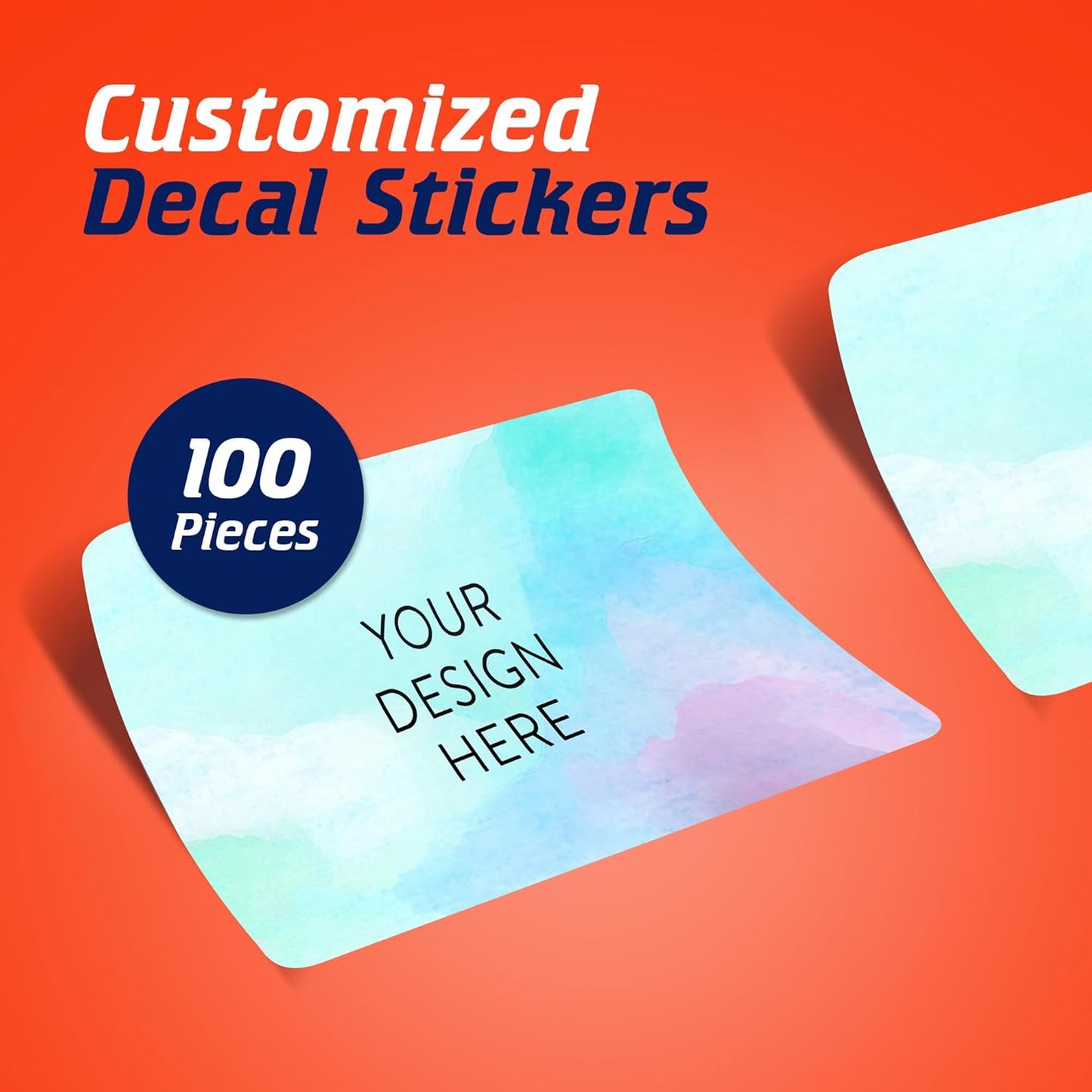 100 Custom Vinyl Stickers - Upload Your own Image, Text, Design, Logo - Personalized Logo Labels for Handmade, Packaging, Bottle, Jars, Candle, Brand Stickers (Sky Blue, 5x3)