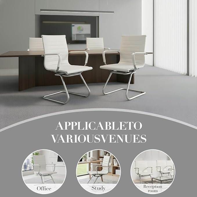 CIMOTA Waiting Room Chairs Leather Office Guest Chair Mid Back Reception Chairs - Image 6