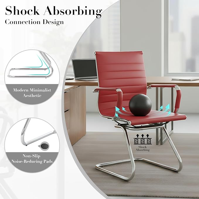 CIMOTA Waiting Room Chairs Leather Office Guest Chair Mid Back Reception Chairs - Image 5