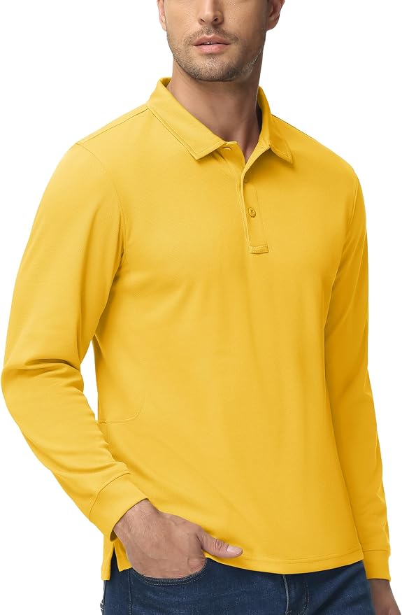 MAGCOMSEN Men's Polo Shirts 3 Button Quick Dry Performance Long Sleeve Tactical - Image 6