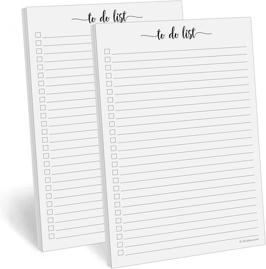321Done To Do List Notepad - Pack of 2-50 Sheets (5.5" x 8.5") To-Do's Notepad Tear Off, Planning Memo Pad, Planner Checklist Organizing - Made in USA - Simple Script - College-Ruled