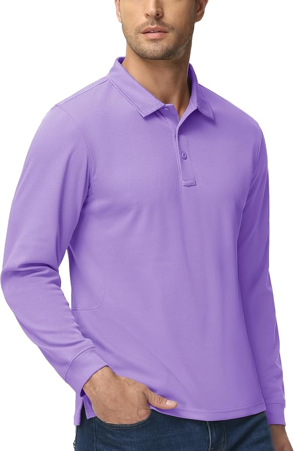 MAGCOMSEN Men's Polo Shirts 3 Button Quick Dry Performance Long Sleeve Tactical - Image 6