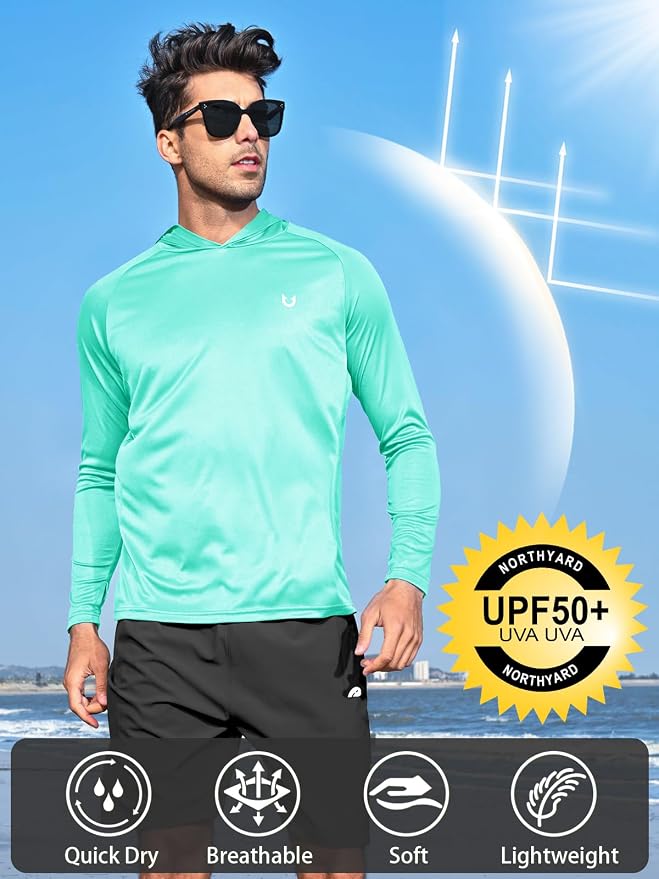 NORTHYARD Men's UPF 50+ Hoodie Shirts Long Sleeve Sun Protection Fishing Swim - Image 2