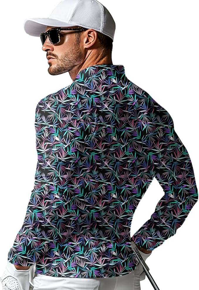 Men's Long Sleeve Golf Shirt Quick Dry 3 Button Work Fishing Outdoor Casual - Image 2
