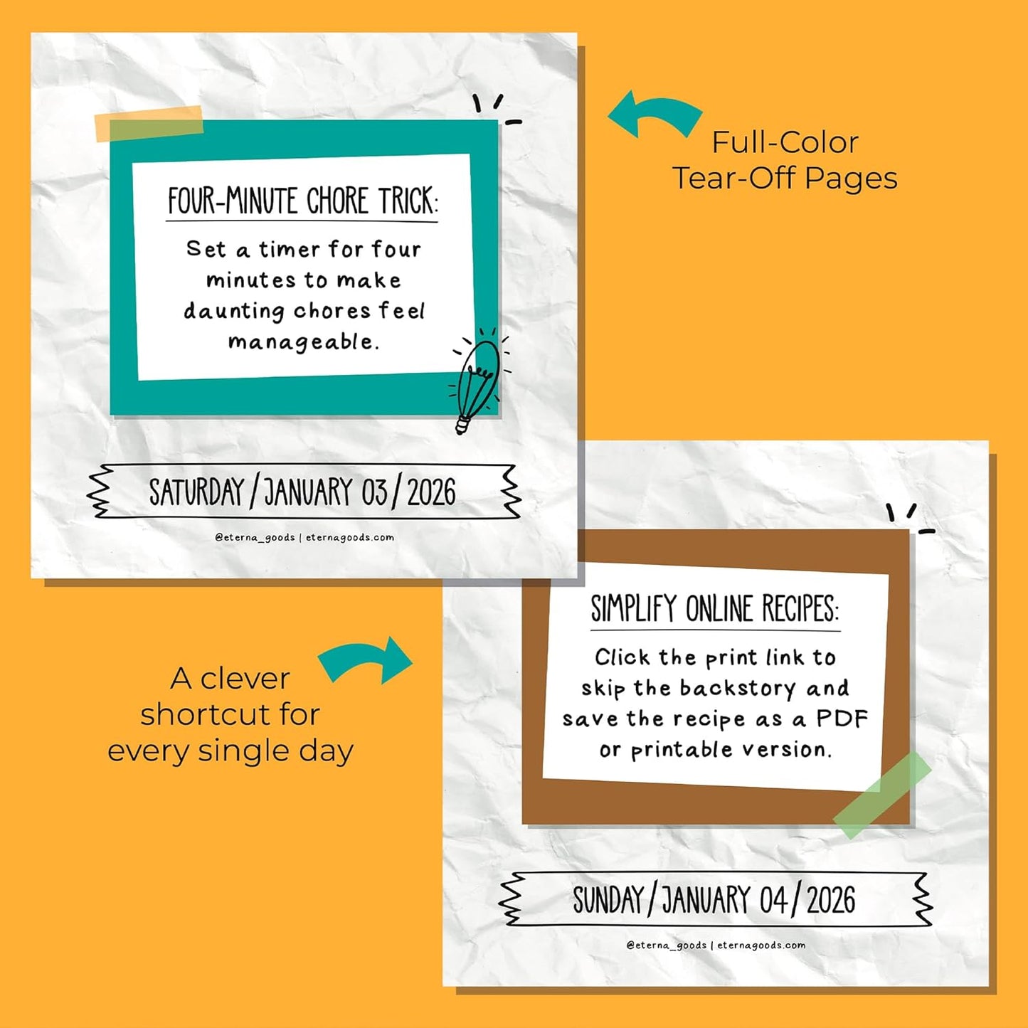 2026 Daily Life Hacks Desktop Calendar | Day To Day Tear Off Calendar with 365 Interesting Hacks & Facts for Everyday of the Year, Fun Box Calendar Gift For Men or Women, Christmas Stocking Stuffer Gift for Home or Office