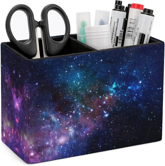 Pen Holder, Pencil Holder for Desk Organizer, Nebula Deep Space Galaxy PU by Quteprint