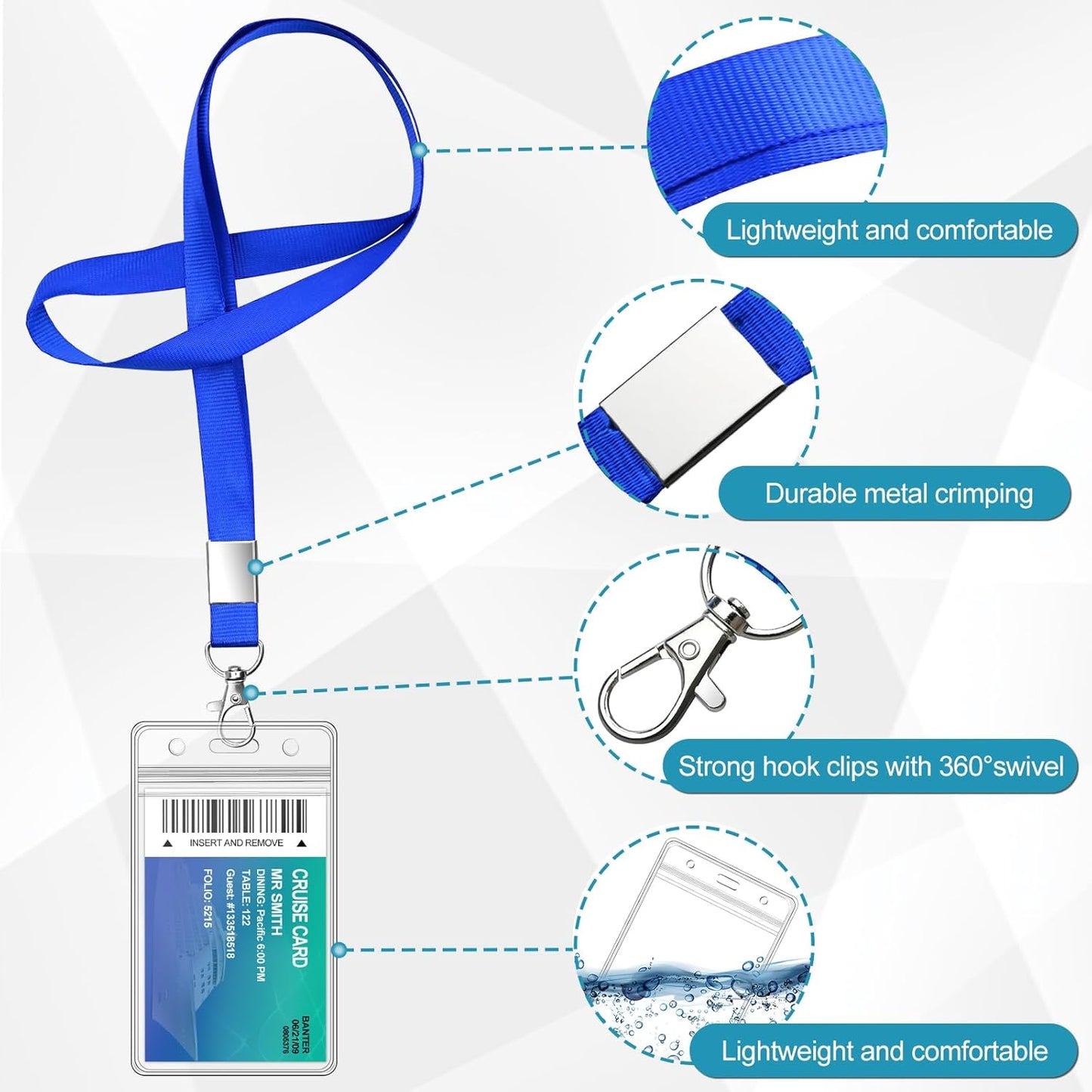 12 Pack Cruise Lanyard with ID Card Holder Colorful Lanyard with Waterproof ID Badge Holder (12 Colors)