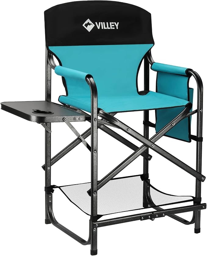 VILLEY Tall Directors Chair, Folding Camping Chairs, Makeup Artist Chair by VILLEY