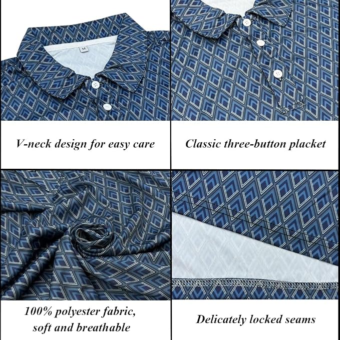 Men's Long Sleeve Golf Shirt Quick Dry 3 Button Work Fishing Outdoor Casual - Image 5