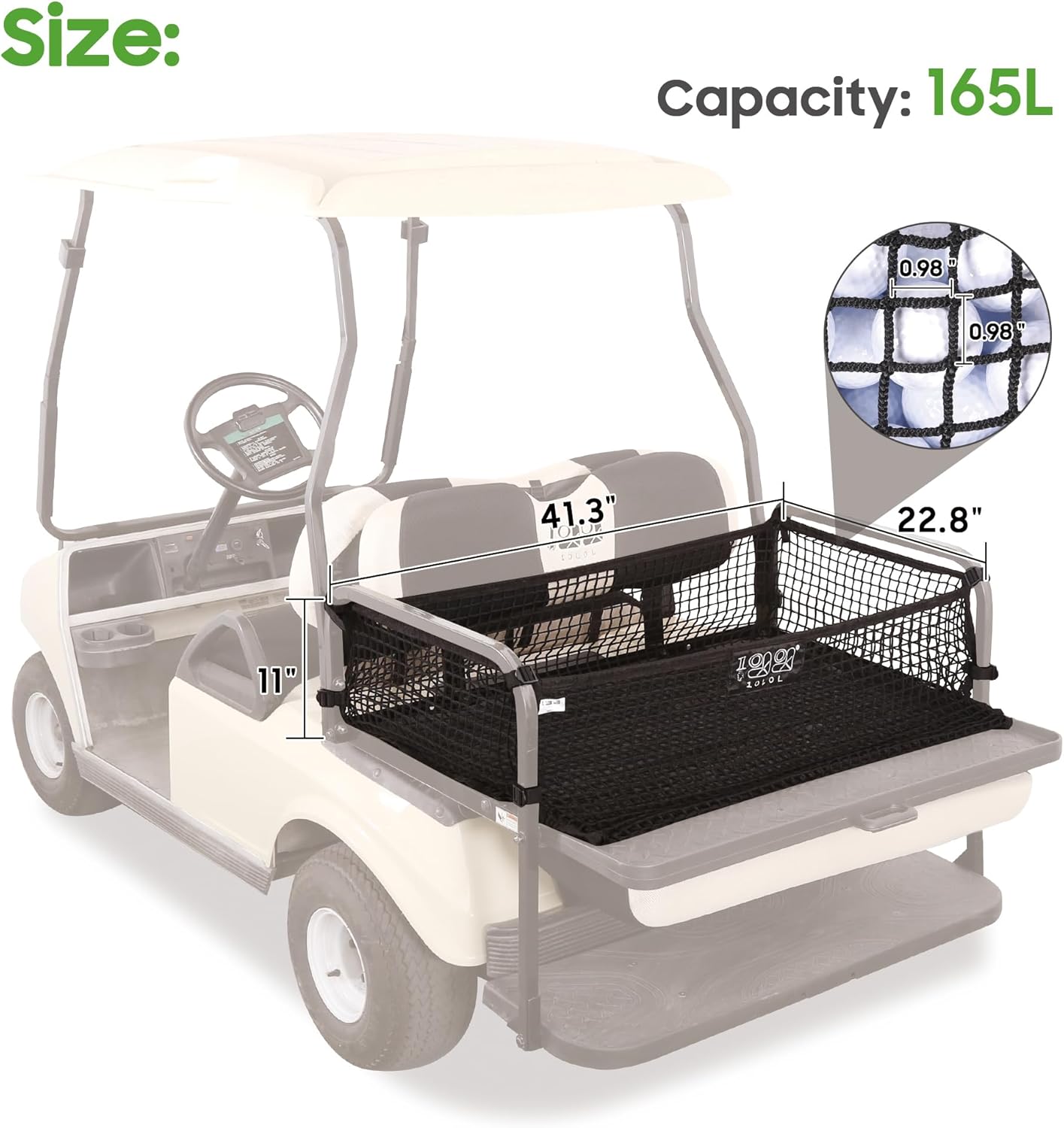 10L0L 4 Passenger Golf Cart Cargo Net for Yamaha,Club Car DS/Precedent, EZGO TXT/RXV, Adjustable Elastic Storage Net, Cargo Mesh Organizer Nets with Strong Buckle