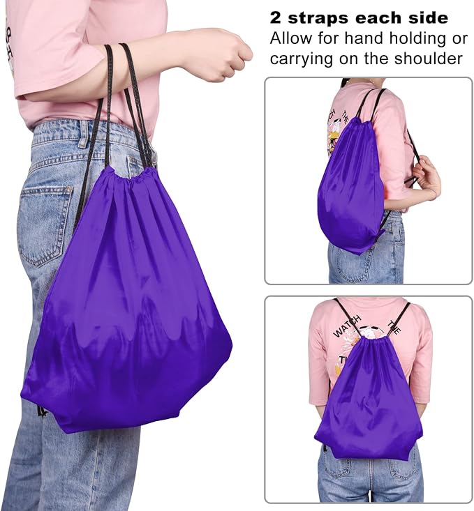 KUUQA 60Pcs Purple Drawstring Backpack Bag Bulk Drawstring Bags String Bags - Image 5