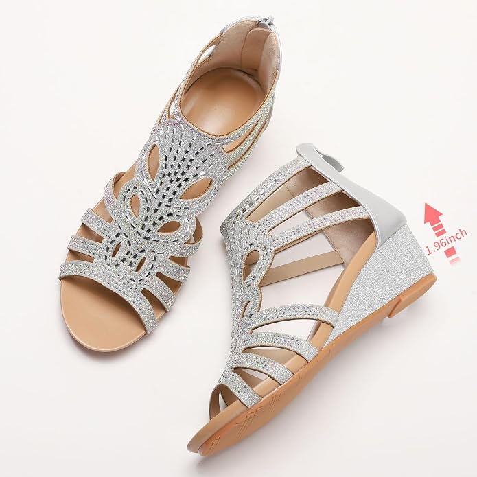WOJWSKI Women's Slide Wedge Sandal Open Toe High Heel Zipper Back Platform - Image 2
