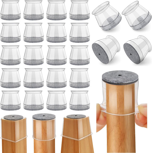 24 Pcs Chair Leg Floor Protectors Round, Silicone Felt Furniture Leg Pads Caps Covers for Hardwood Floors (Fit 1-5/16" to 2")