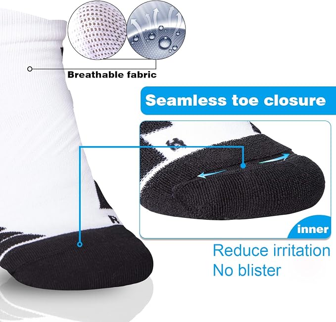 Hylaea No Show Running Athletic Anti-Blister Wicking Coolmax Socks, Seamless - Image 3