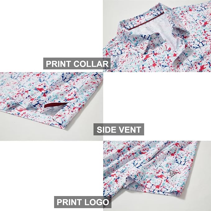 Golf Shirts for Men Dry Fit Short Sleeve Print Performance Moisture Wicking - Image 4