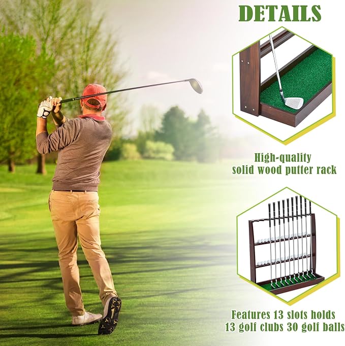 Lenwen Golf Putter Stand Wooden Display Rack Golf Club Holder Stand - Image 4