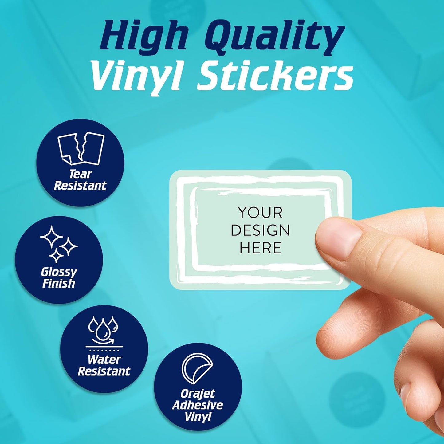 100 Custom Vinyl Stickers - Upload Your own Image, Text, Design, Logo - Personalized Logo Labels for Handmade, Packaging, Bottle, Jars, Candle, Brand Stickers (Mint, 5x3)