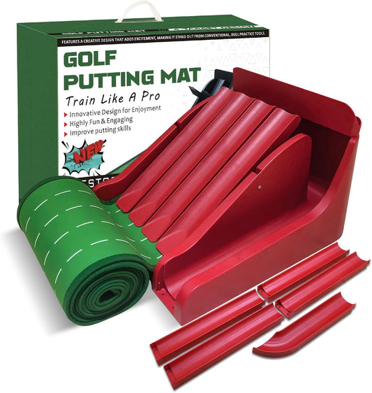 Golf Putting Green Mat | Golf Putting Mat with Automatic Ball Return | Fun Challenge Golf Game | Perfect for Home, Office, or Backyard Use | Indoor & Outdoor | Excellent Gift Option