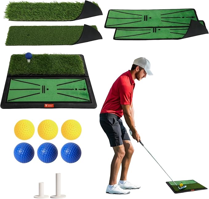 Golf Hitting Mat, Durable Artificial Grass Golf Mats by VitalitySports