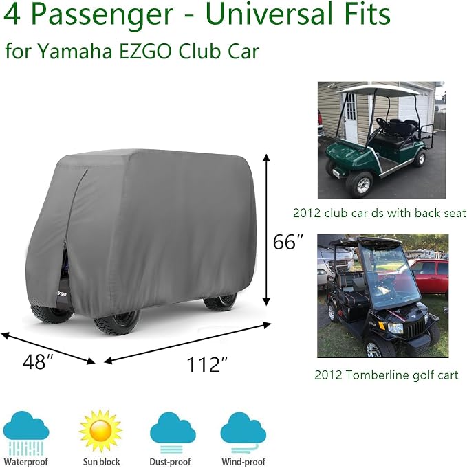 FLYMEI Golf Cart Cover Waterproof, 420D Fabric Universal Fits - Image 2