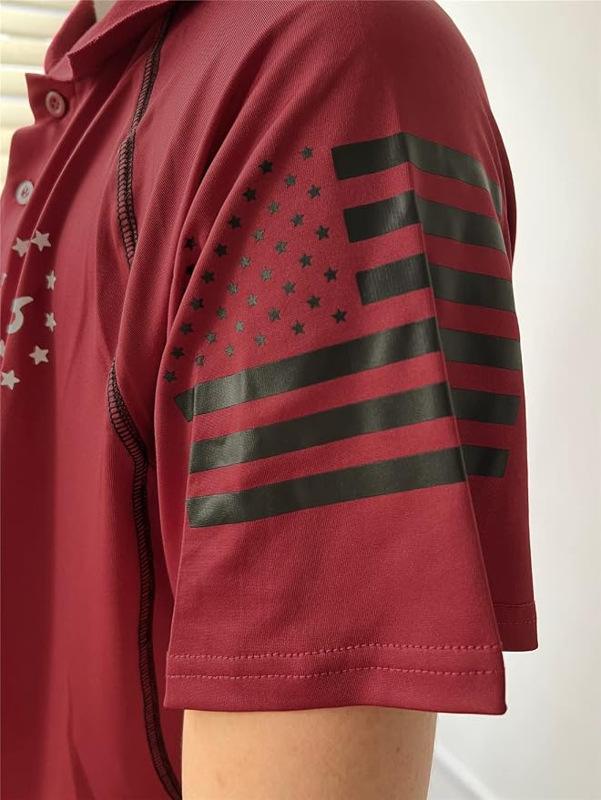 HARGLESMAN Men's 1776 Independence Day American Flag Short Sleeve Polo Golft - Image 6