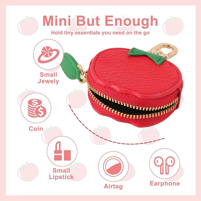XSUIOY Orange Fruit Coin Purse Keychain Bag Charm, Mini Leather Coin Purse & - Image 4