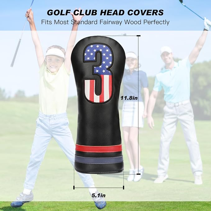 Golf Head Covers, PU Leather Golf Club Head Covers - Image 2
