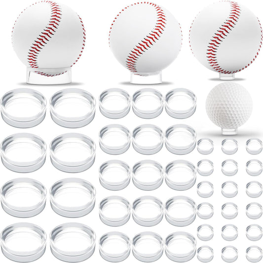120 Pcs Baseball Holder Ring Stand 0.6/1.22/1.77 Inch Round Acrylic Stands, Small Display Stand Ring Clear Sphere Holder for Small Balls, Baseball, Golf Ball, Crystal Ball, Egg Stand, Marble, Softball