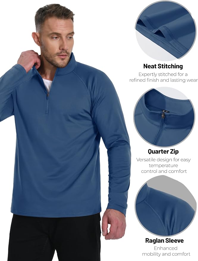 Boladeci Men's Quarter Zip Pullover Premium Fleece Lined Long Sleeve Golf - Image 4
