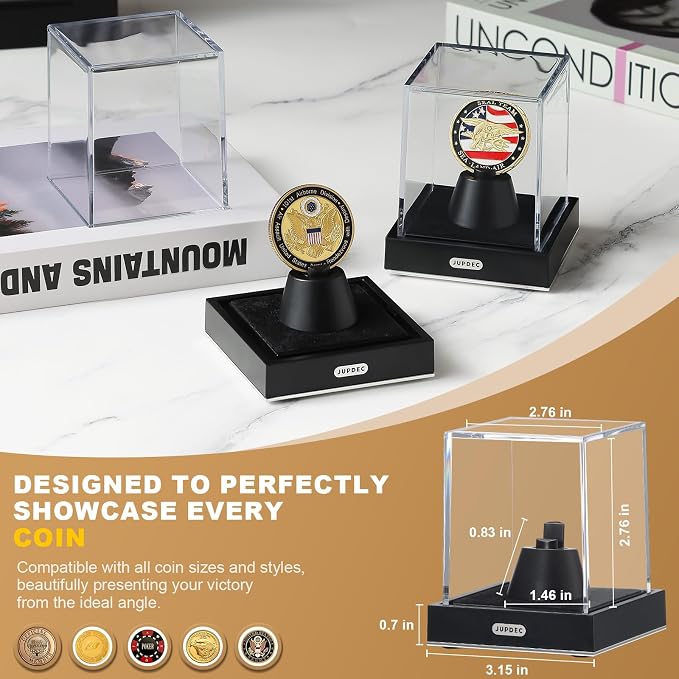 JupDec Coin Display Case, Dustproof Cube Showcase - Image 4
