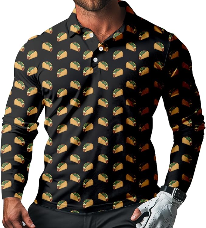 Men's Long Sleeve Golf Shirt Quick Dry 3 Button Work Fishing Outdoor Casual by SQPO