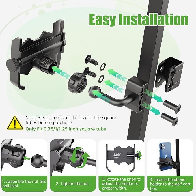 Phone Mount for Yamaha, Club Car, 360-Degree Rotatable Universal Golf Cart - Image 4