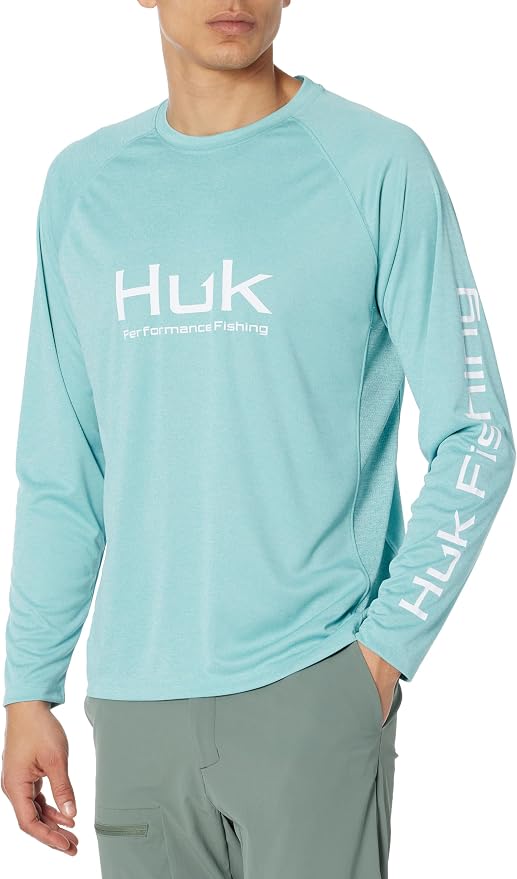 HUK Mens Pursuit Heather Long Sleeve Shirt, Fishing Shirt by HUK
