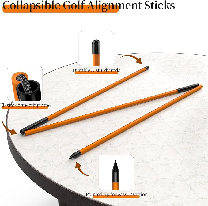 MoKo Golf Alignment Stick, 2 Set Golf Alignment Rods, Posture Corrector - Image 3